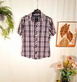 Empyre Men's Gray/Black Button-Up Short-Sleeved Shirt XL